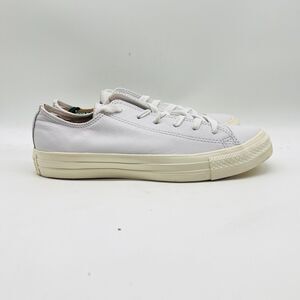 Converse All Star Shoes Womens 8.5 White Leather Sneakers Low Top Chucks AS